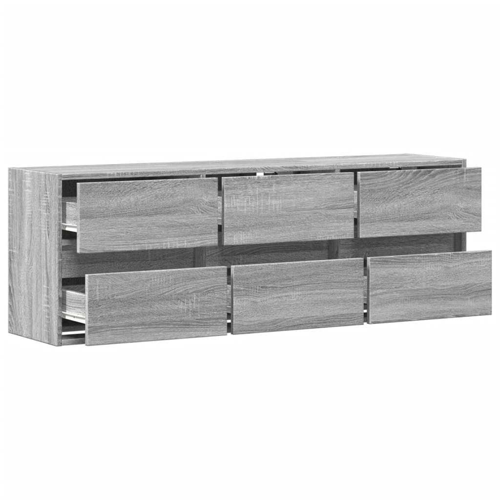 vidaXL Έπιπλο Τοίχου Τηλεόρασης με LED Γκρι Sonoma 130x31x45 εκ.