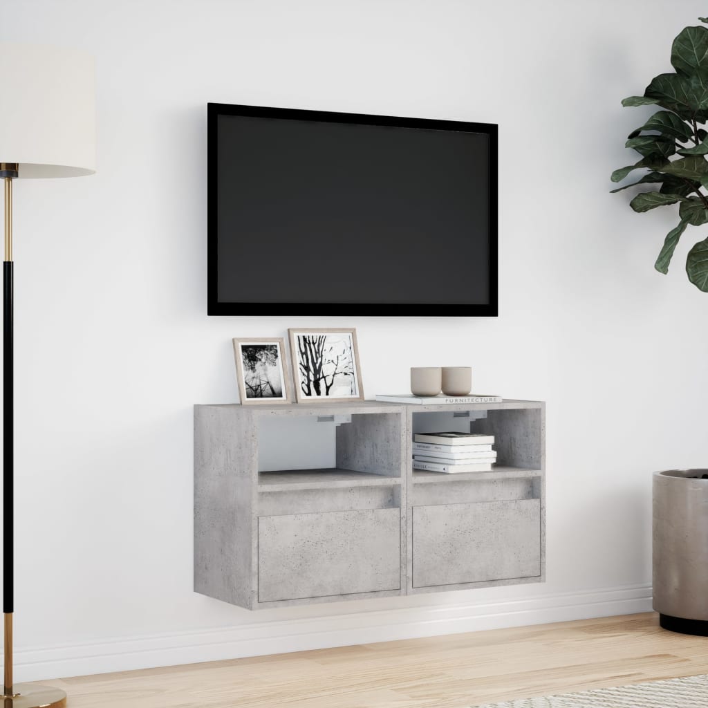 vidaXL Έπιπλα Τηλεόρασης με LED 2 Τεμ Γκρι Σκυροδέματος 41x31x45 εκ.