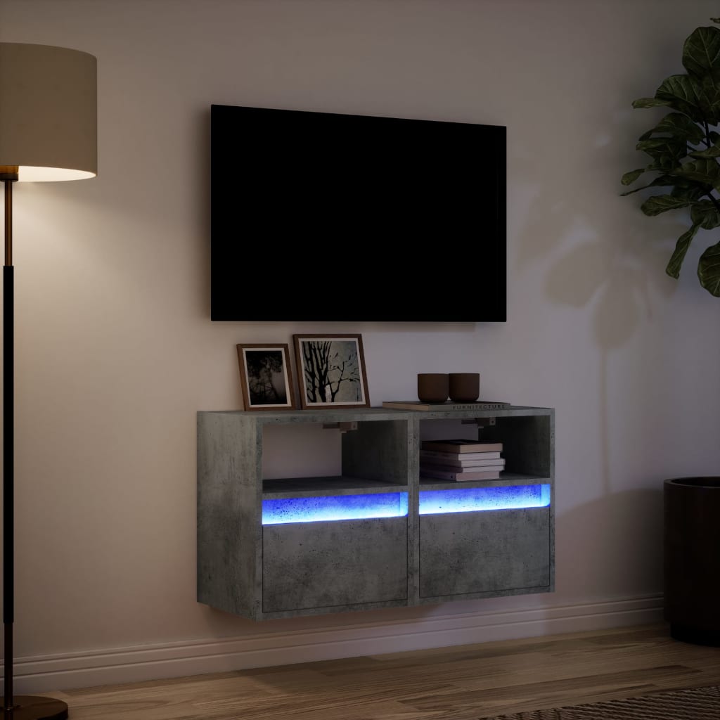 vidaXL Έπιπλα Τηλεόρασης με LED 2 Τεμ Γκρι Σκυροδέματος 41x31x45 εκ.