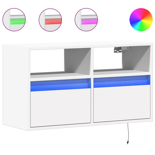 vidaXL Έπιπλο Τοίχου Τηλεόρασης με LED Λευκό 80x31x45 εκ.