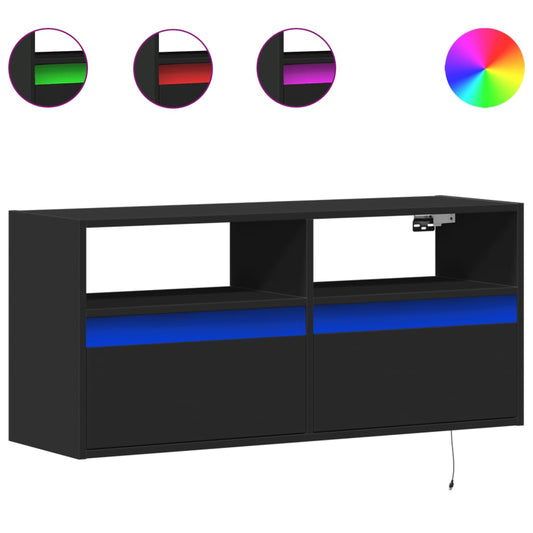 vidaXL Έπιπλο Τοίχου Τηλεόρασης με LED Μαύρο 100x31x45 εκ.