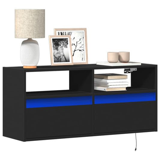 vidaXL Έπιπλο Τοίχου Τηλεόρασης με LED Μαύρο 100x31x45 εκ.