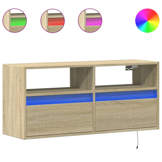 vidaXL Έπιπλο Τοίχου Τηλεόρασης με LED Sonoma Δρυς 100x31x45 εκ.