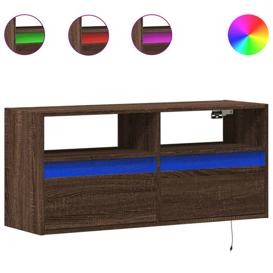vidaXL Έπιπλο Τοίχου Τηλεόρασης με LED Καφέ Δρυς 100x31x45 εκ.