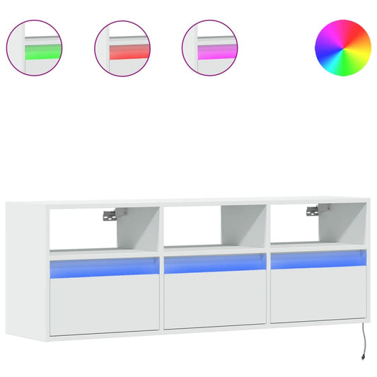 vidaXL Έπιπλο Τοίχου Τηλεόρασης με LED Λευκό 130x31x45 εκ.