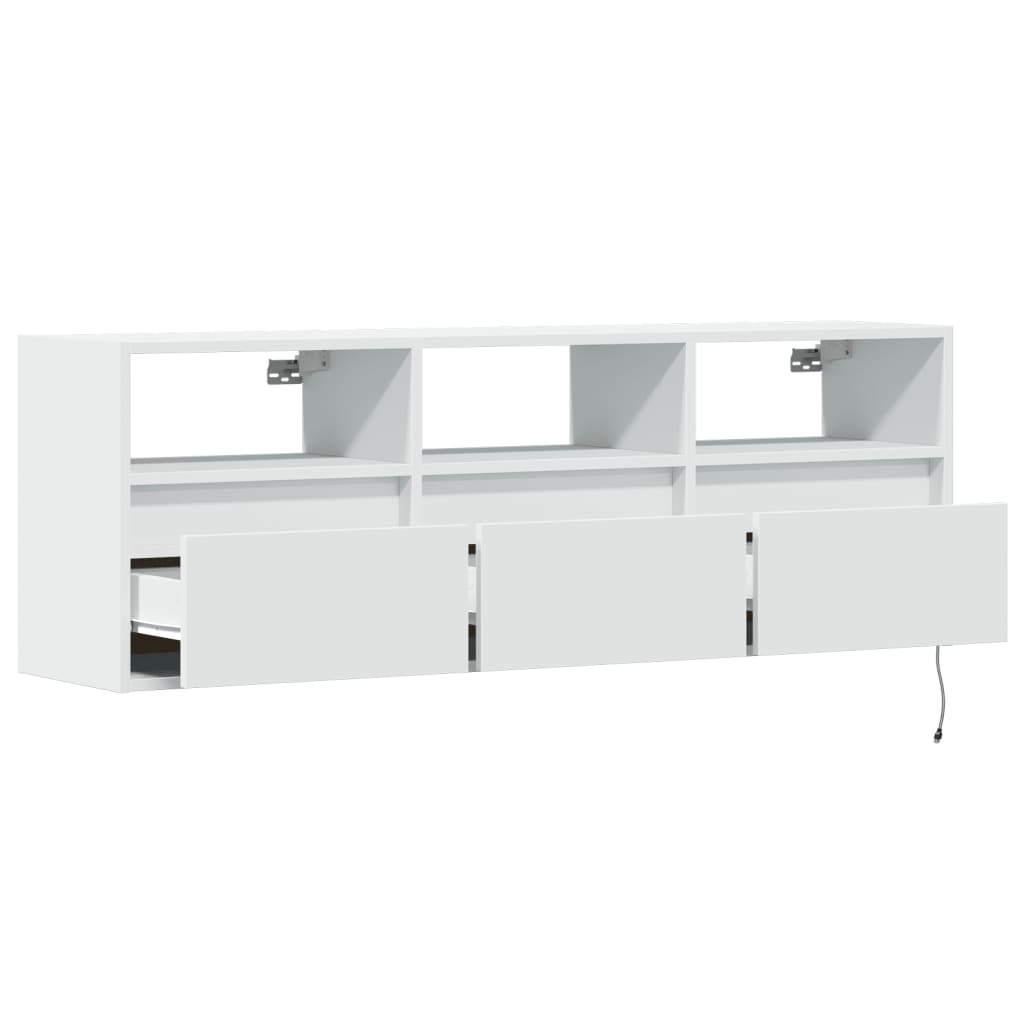 vidaXL Έπιπλο Τοίχου Τηλεόρασης με LED Λευκό 130x31x45 εκ.