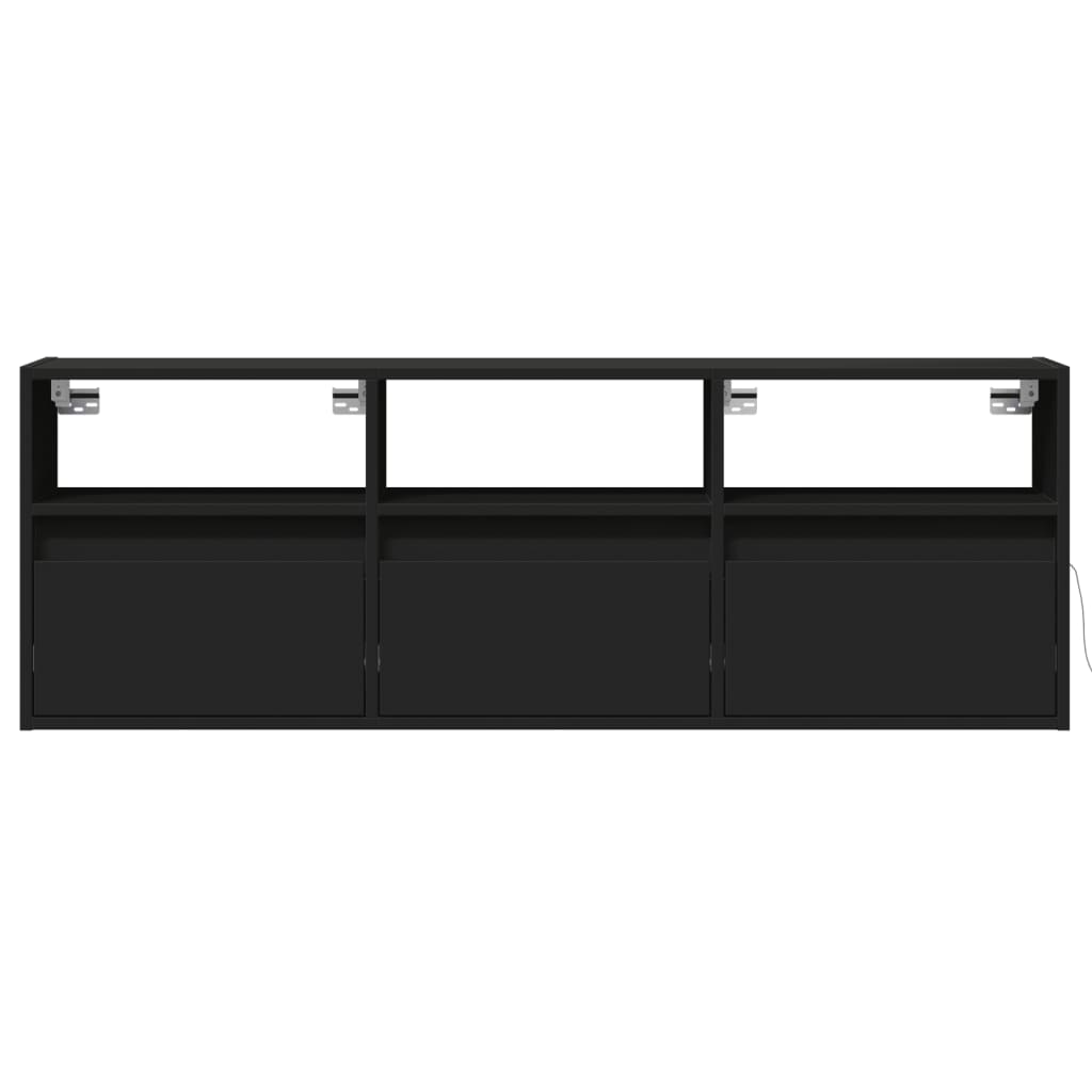 vidaXL Έπιπλο Τοίχου Τηλεόρασης με LED Μαύρο 130x31x45 εκ.