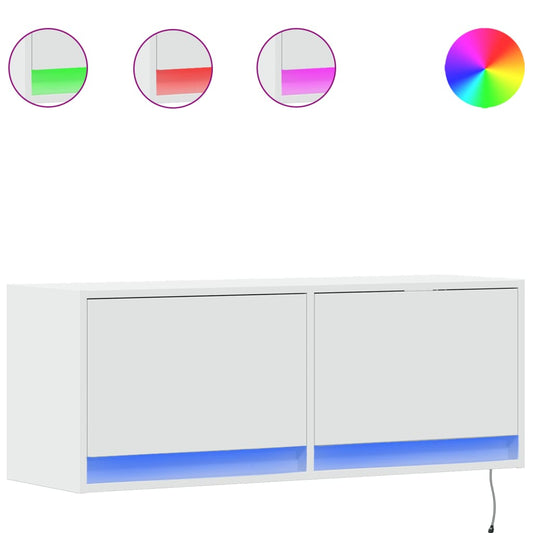 vidaXL Έπιπλο Τοίχου Τηλεόρασης με LED Λευκό 100x31x38 εκ.