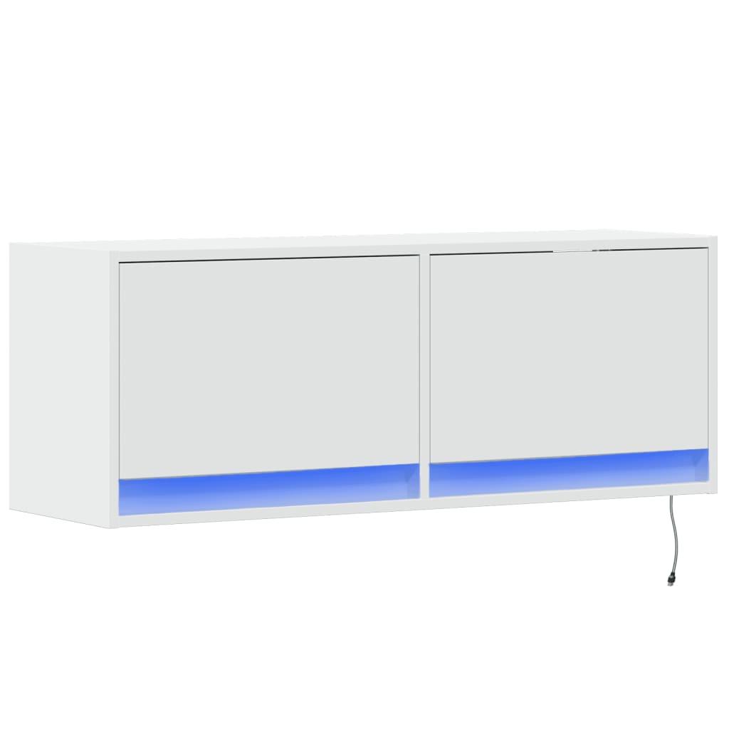 vidaXL Έπιπλο Τοίχου Τηλεόρασης με LED Λευκό 100x31x38 εκ.