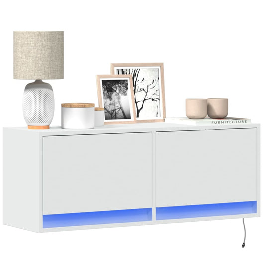 vidaXL Έπιπλο Τοίχου Τηλεόρασης με LED Λευκό 100x31x38 εκ.