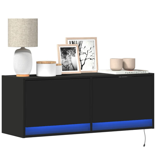 vidaXL Έπιπλο Τοίχου Τηλεόρασης με LED Μαύρο 100x31x38 εκ.