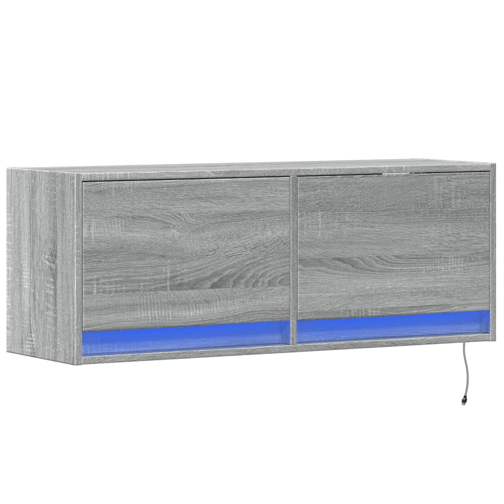 vidaXL Έπιπλο Τοίχου Τηλεόρασης με LED Γκρι Sonoma 100x31x38 εκ.