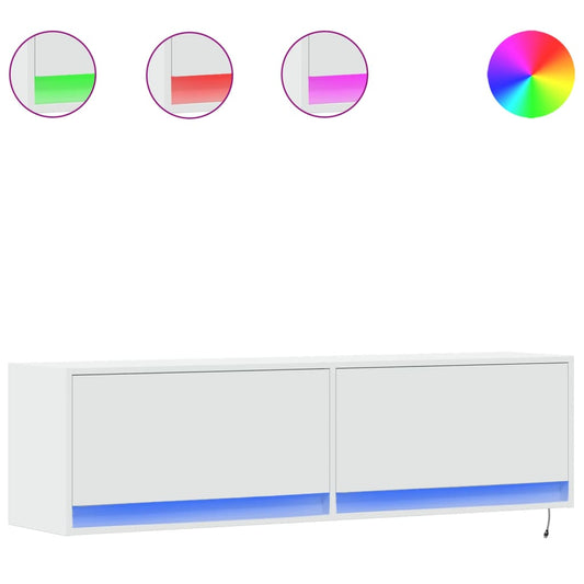 vidaXL Έπιπλο Τοίχου Τηλεόρασης με LED Λευκό 140x31x38 εκ.