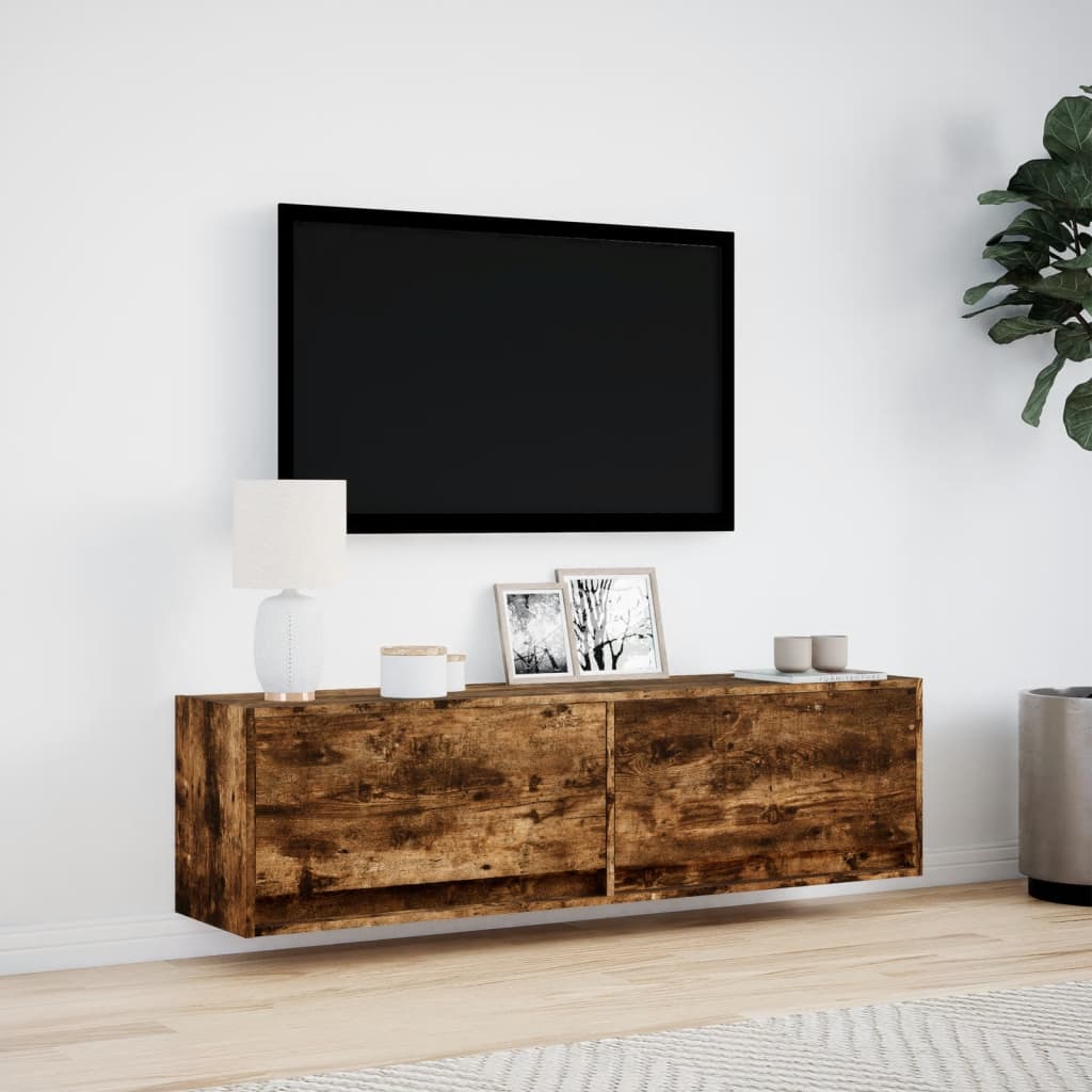 vidaXL Έπιπλο Τοίχου Τηλεόρασης με LED Καπνιστή Δρυς 140x31x38 εκ.