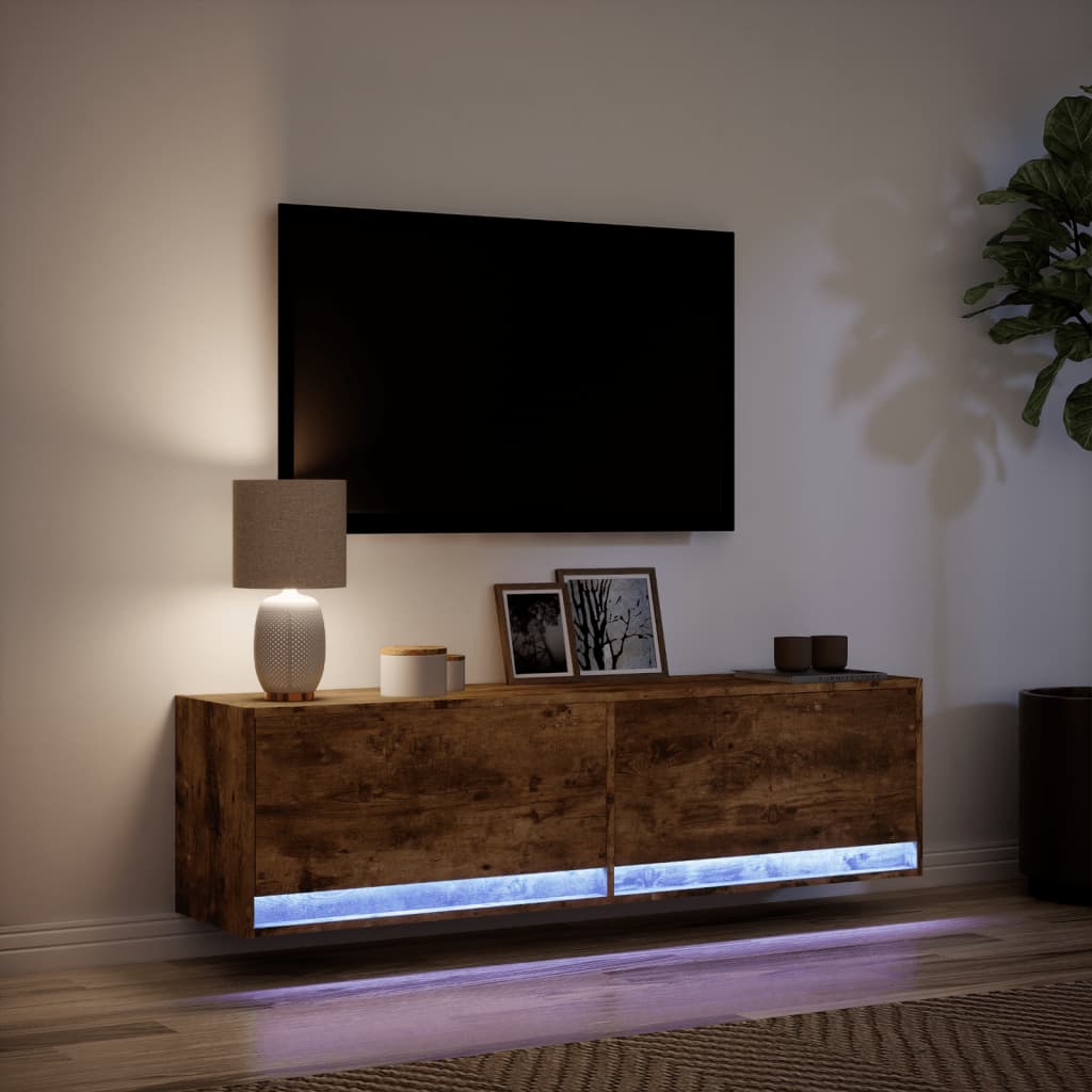 vidaXL Έπιπλο Τοίχου Τηλεόρασης με LED Καπνιστή Δρυς 140x31x38 εκ.