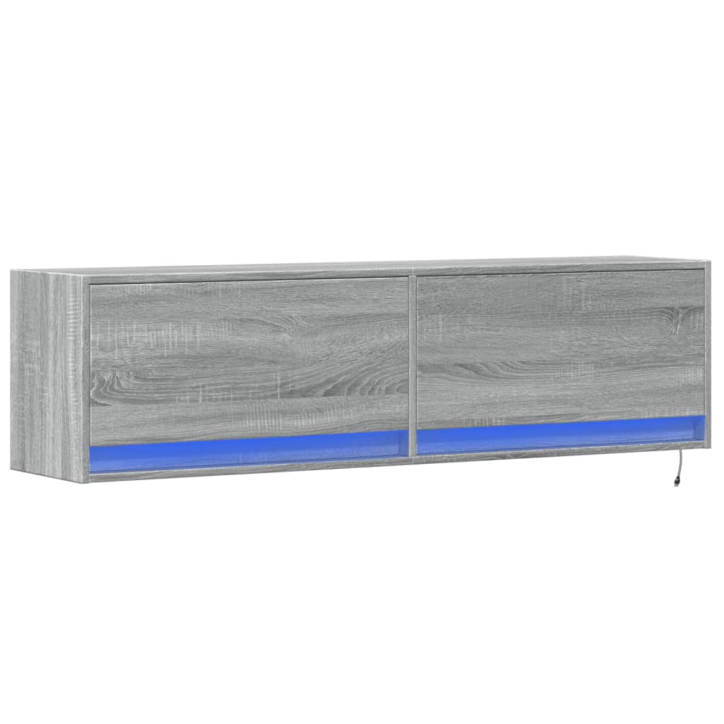 vidaXL Έπιπλο Τοίχου Τηλεόρασης με LED Γκρι Sonoma 140x31x38 εκ.
