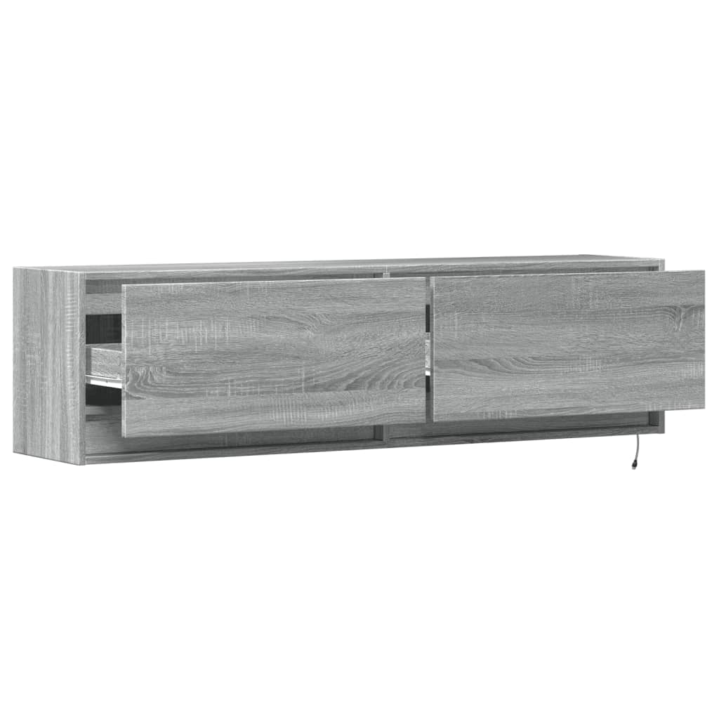 vidaXL Έπιπλο Τοίχου Τηλεόρασης με LED Γκρι Sonoma 140x31x38 εκ.