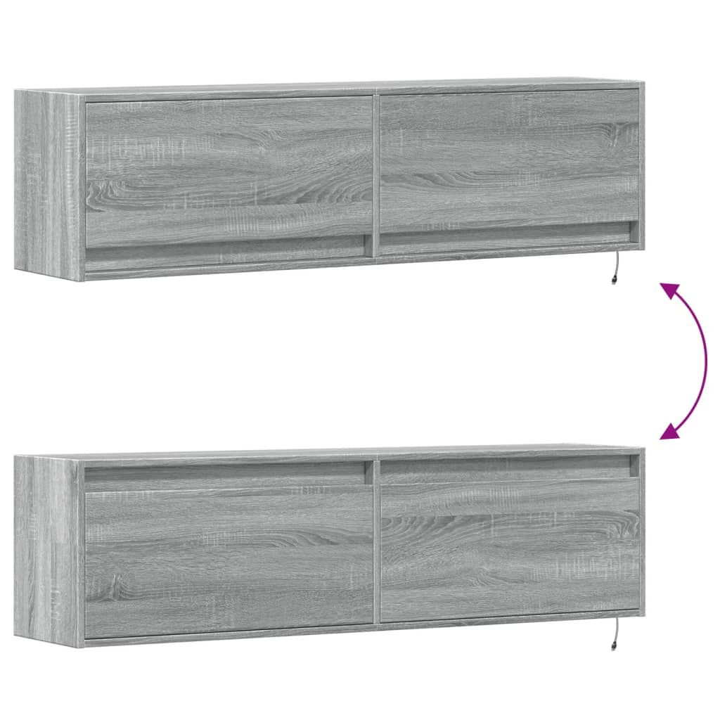 vidaXL Έπιπλο Τοίχου Τηλεόρασης με LED Γκρι Sonoma 140x31x38 εκ.