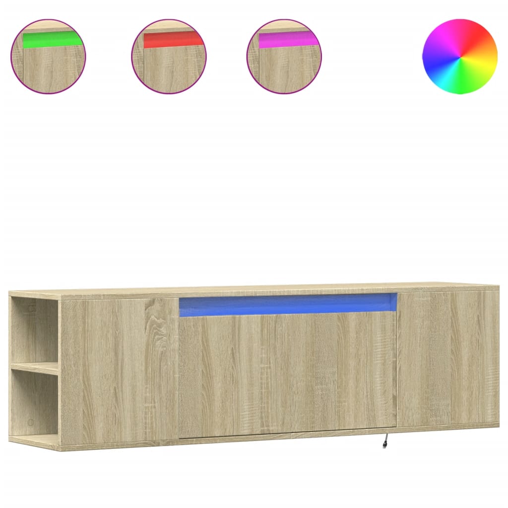 vidaXL Έπιπλο Τοίχου Τηλεόρασης με LED Sonoma Δρυς 135x31x39,5 εκ.