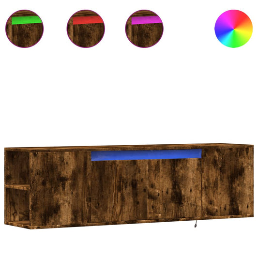 vidaXL Έπιπλο Τοίχου Τηλεόρασης με LED Καπνιστή Δρυς 135x31x39,5 εκ.