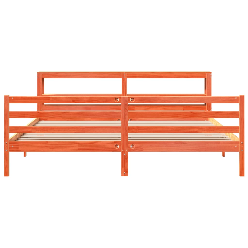 vidaXL Σκελετός Κρεβ. Χωρίς Στρώμα Καφέ Κεριού 200x200 εκ Μασίφ Πεύκο