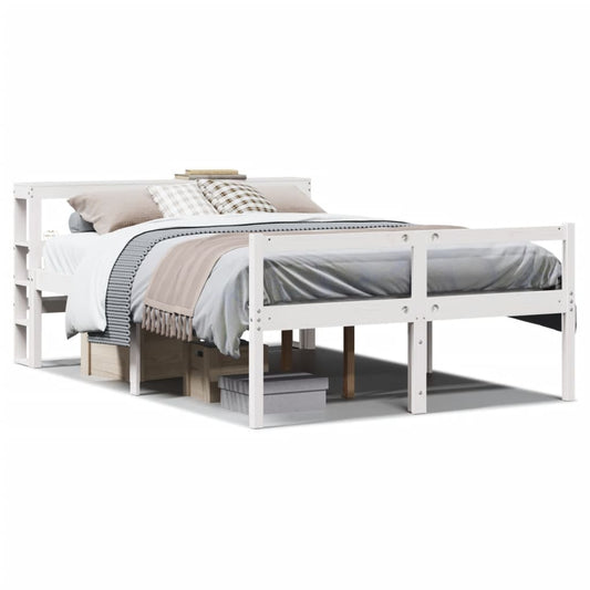 vidaXL Κρεβάτι Ηλικιωμένου με Κεφαλάρι Λευκό 150x200 εκ. Μασίφ Πεύκο