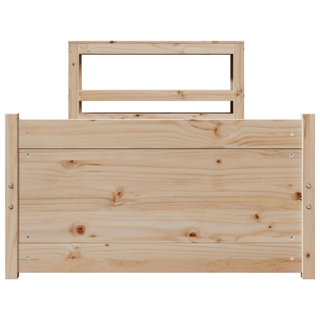 vidaXL Πλαίσιο Κρεβατιού με Κεφαλάρι 90x200 εκ. από Μασίφ Ξύλο Πεύκου