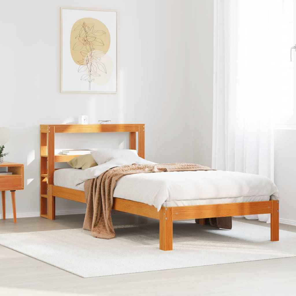 vidaXL Σκελετός Κρεβ. Χωρίς Στρώμα Καφέ Κεριού 75x190 εκ Μασίφ Πεύκο