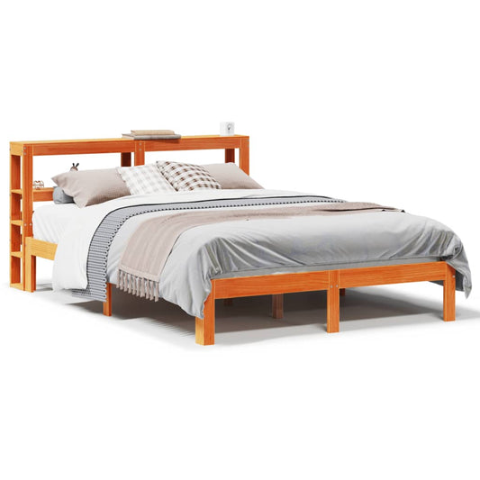 vidaXL Σκελετός Κρεβατιού Χωρίς Στρώμα Καφέ 140x200 Μασίφ Ξύλο Πεύκου