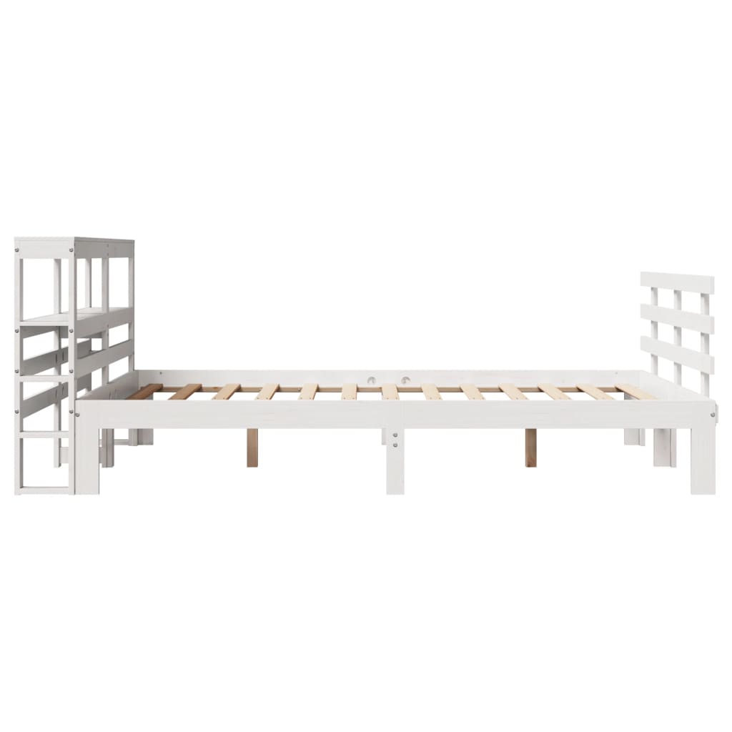 vidaXL Πλαίσιο Κρεβατιού με Κεφαλάρι Λευκό 135x190 εκ. Μασίφ Πεύκου