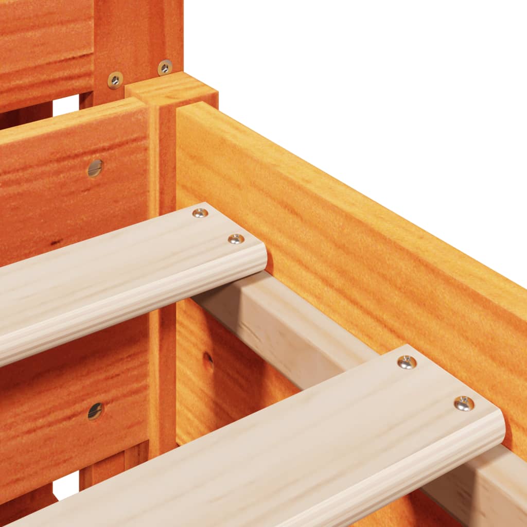 vidaXL Σκελετός Κρεβ. Χωρίς Στρώμα Καφέ Κεριού 135x190 εκ Μασίφ Πεύκο