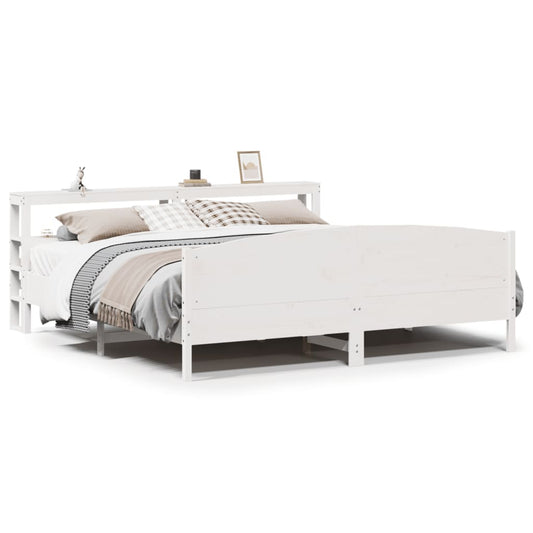 vidaXL Σκελετός Κρεβ. Χωρίς Στρώμα Λευκό 200x200 εκ Μασίφ Πεύκο