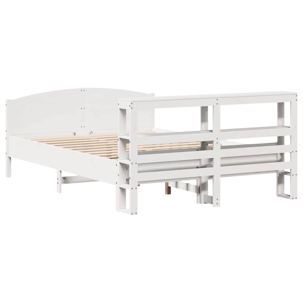 vidaXL Σκελετός Κρεβ. Χωρίς Στρώμα Λευκό 150x200 εκ Μασίφ Πεύκο