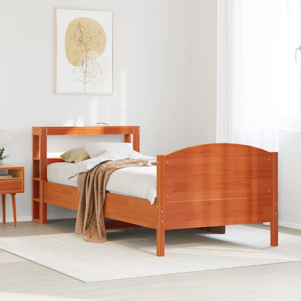 vidaXL Σκελετός Κρεβ. Χωρίς Στρώμα Καφέ Κεριού 75x190 εκ Μασίφ Πεύκο