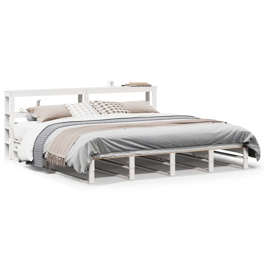 vidaXL Σκελετός Κρεβ. Χωρίς Στρώμα Λευκό 180x200 εκ Μασίφ Πεύκο