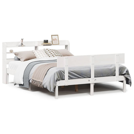 vidaXL Σκελετός Κρεβ. Χωρίς Στρώμα Λευκό 135x190 εκ Μασίφ Πεύκο