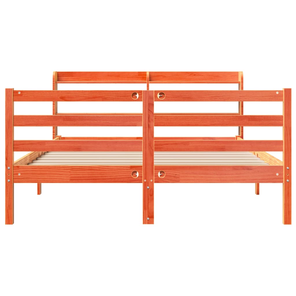 vidaXL Σκελετός Κρεβ. Χωρίς Στρώμα Καφέ Κεριού 135x190 εκ Μασίφ Πεύκο