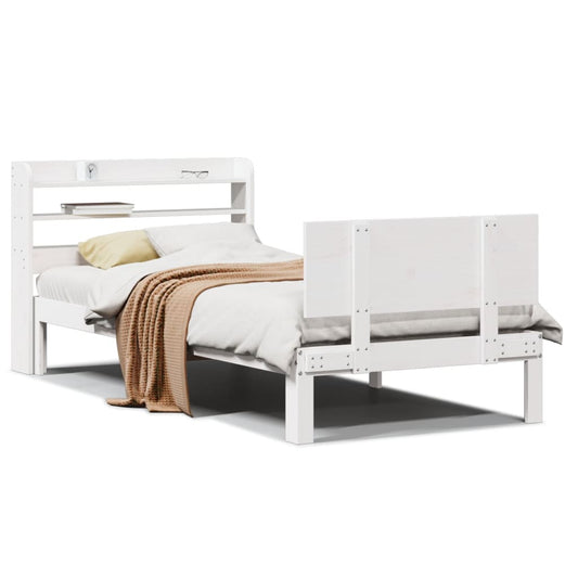 vidaXL Σκελετός Κρεβατιού με Κεφαλάρι Χωρίς Στρώμα Λευκό 90x200 εκ.