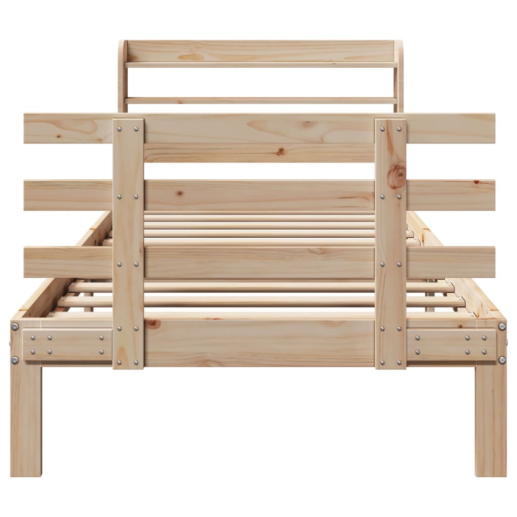 vidaXL Πλαίσιο Κρεβατιού με Κεφαλάρι 100 x 200εκ. Μασίφ Ξύλο Πεύκου