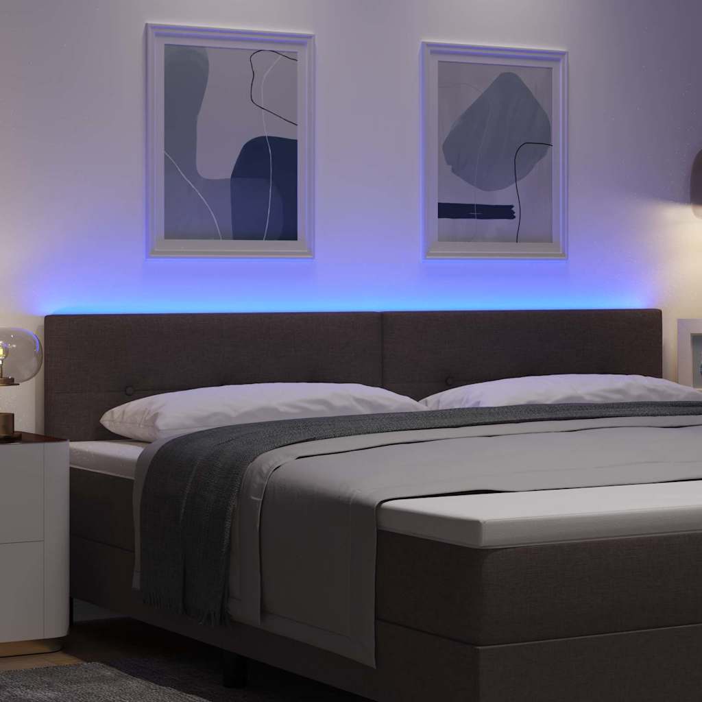 vidaXL LED κεφαλάρι με LED ταινίες φωτός Σκούρο Καφέ 200 cm ύφασμα