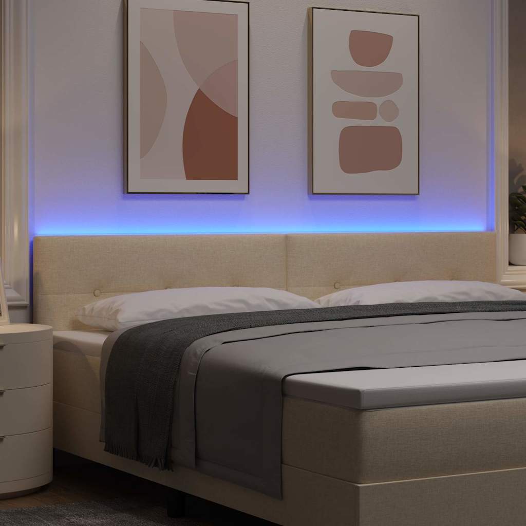 vidaXL LED κεφαλάρι με LED ταινίες φωτός Κρεμ 200 cm ύφασμα