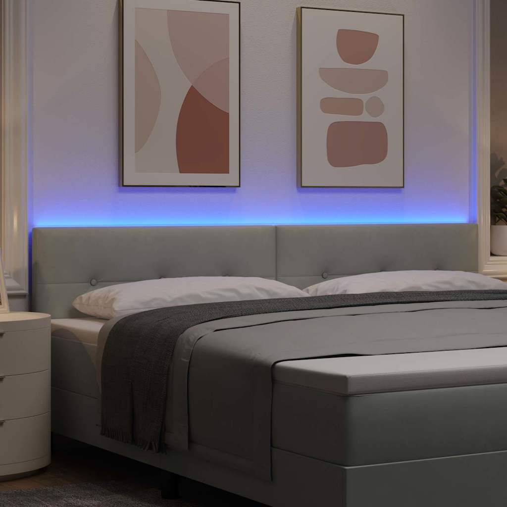 vidaXL LED κεφαλάρι με LED ταινίες φωτός Ανοιχτό γκρι 200 cm Βελούδο