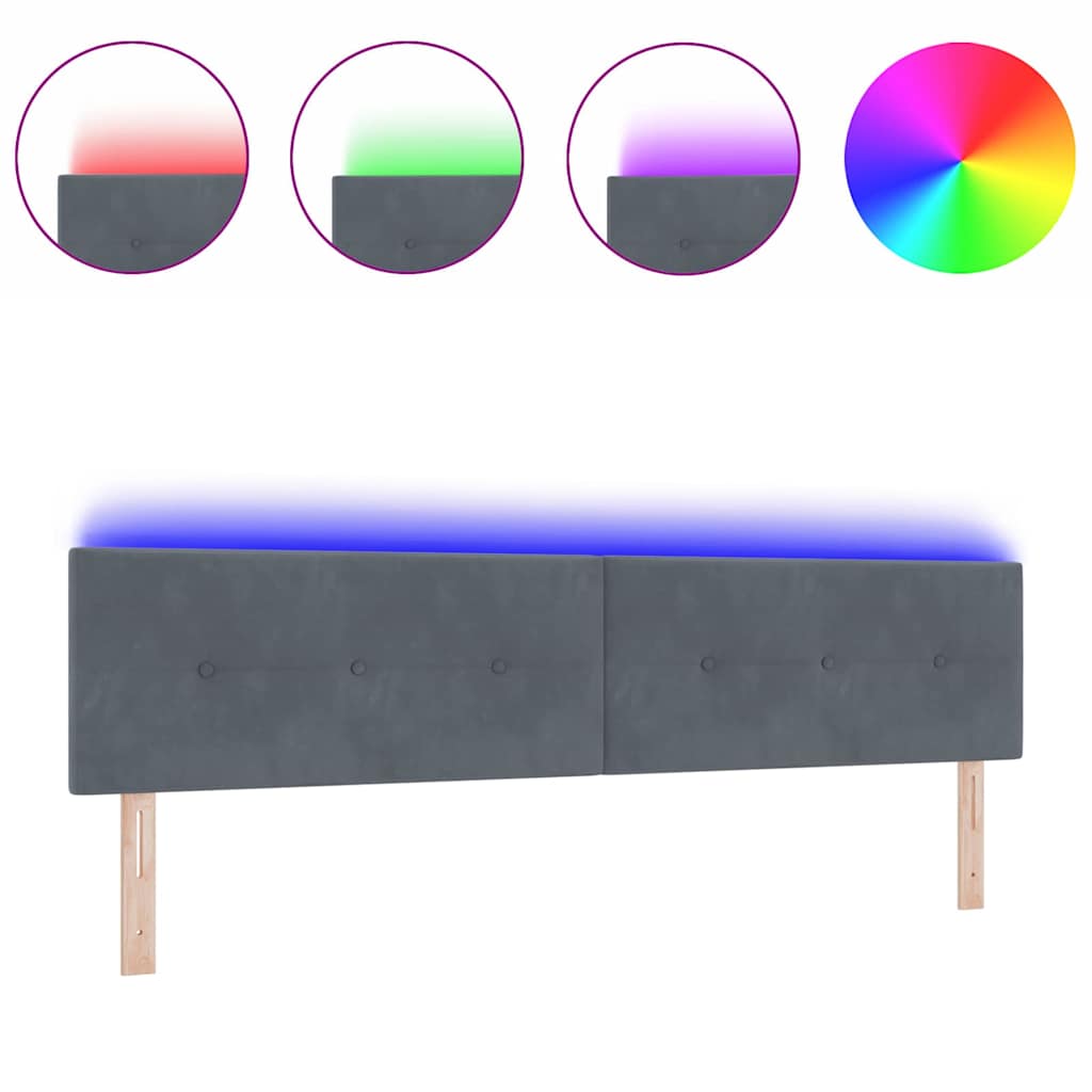 vidaXL LED Κεφαλάρι Με Κουμπιά Στη Βαφή Σκούρου Γκρι 100 εκ Βελούδο