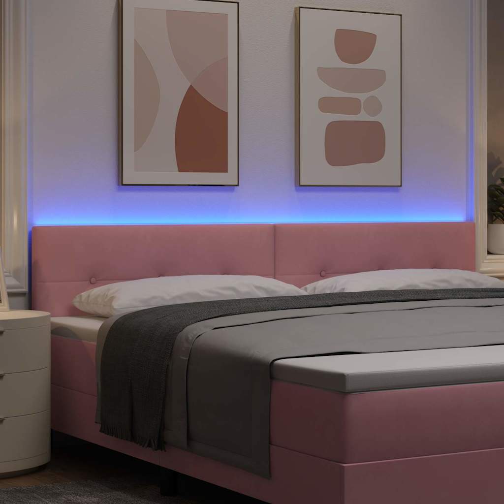 vidaXL LED κεφαλάρι με LED ταινίες φωτός Ροζ 200 cm Βελούδο