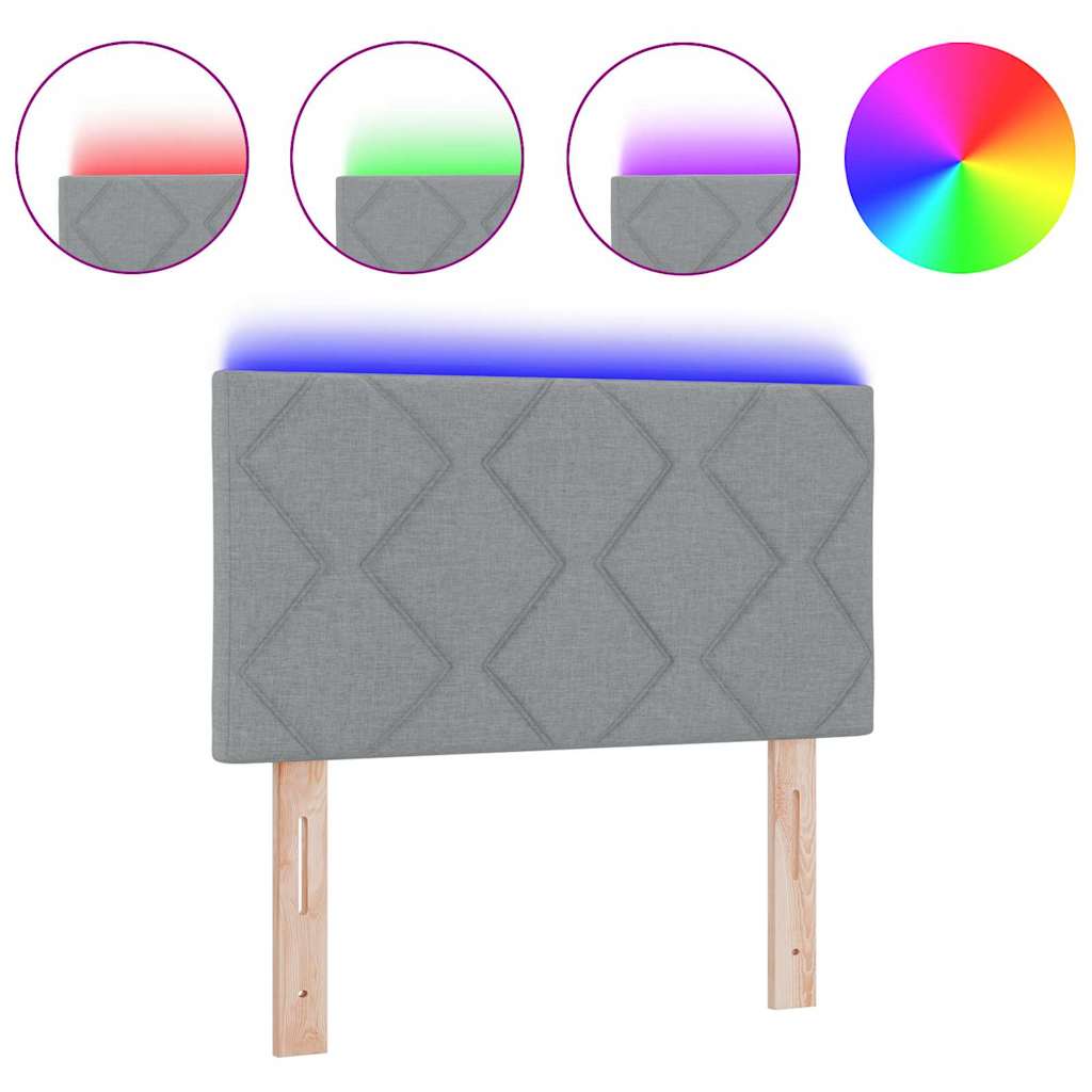 vidaXL LED Κεφαλάρι Σχεδιασμού Διαμαντιών Ανοιχτό Γκρι 80 εκ. Ύφασμα