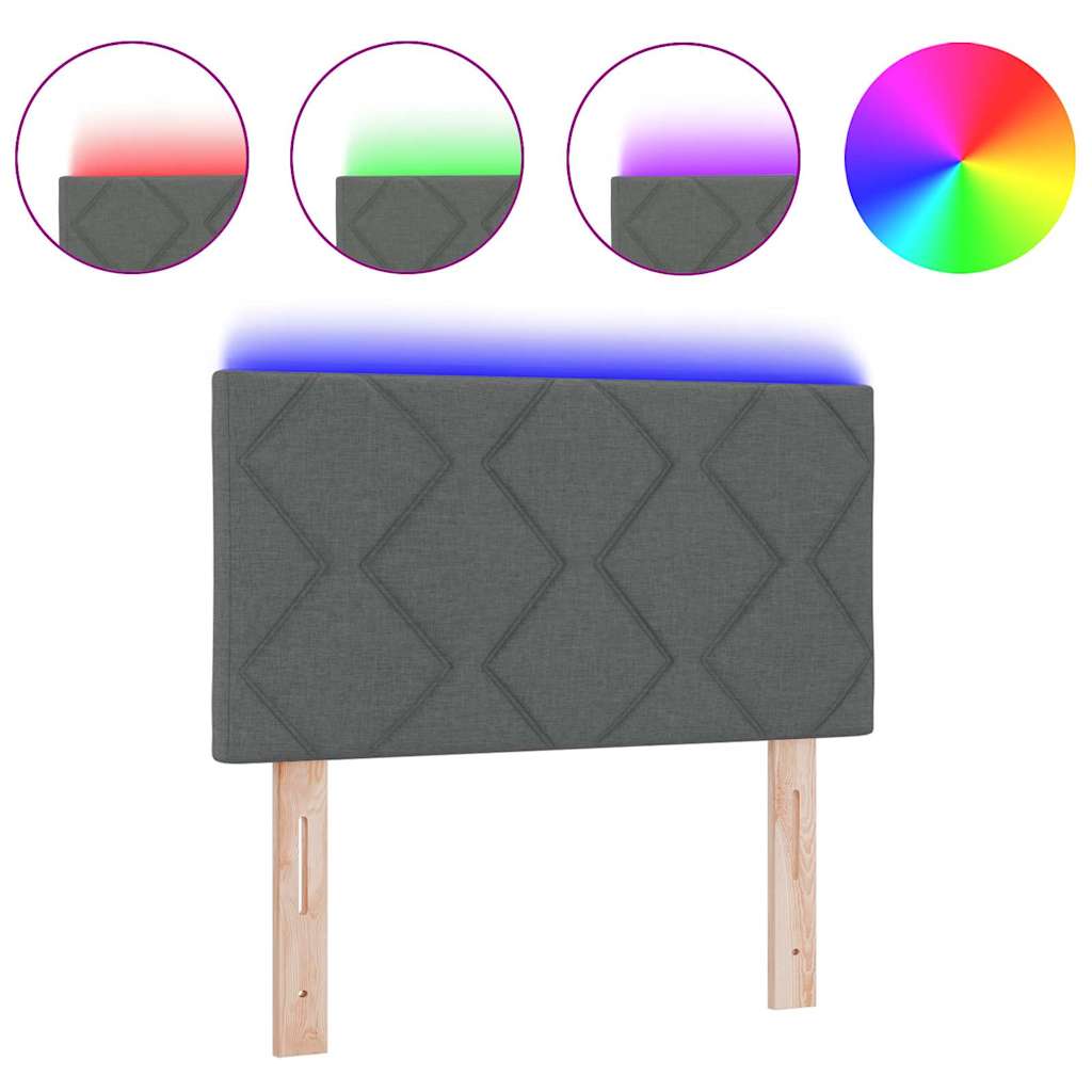 vidaXL LED Κεφαλάρι με Σχέδιο Διαμαντιών Σκούρο Γκρι 80 εκ. Ύφασμα