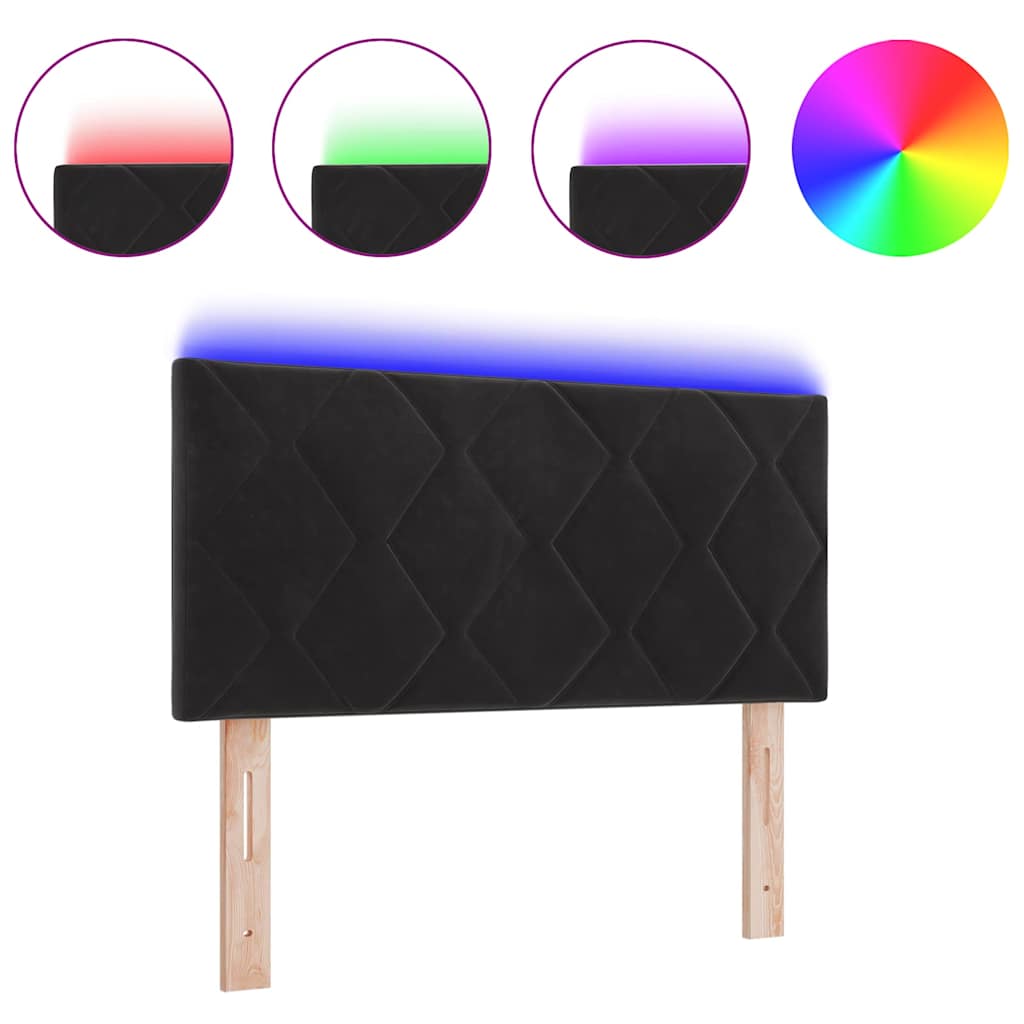 vidaXL LED Κεφαλάρι σχεδίασης δαχτυλιδιών, μαύρο, 90 εκ, βελούδο