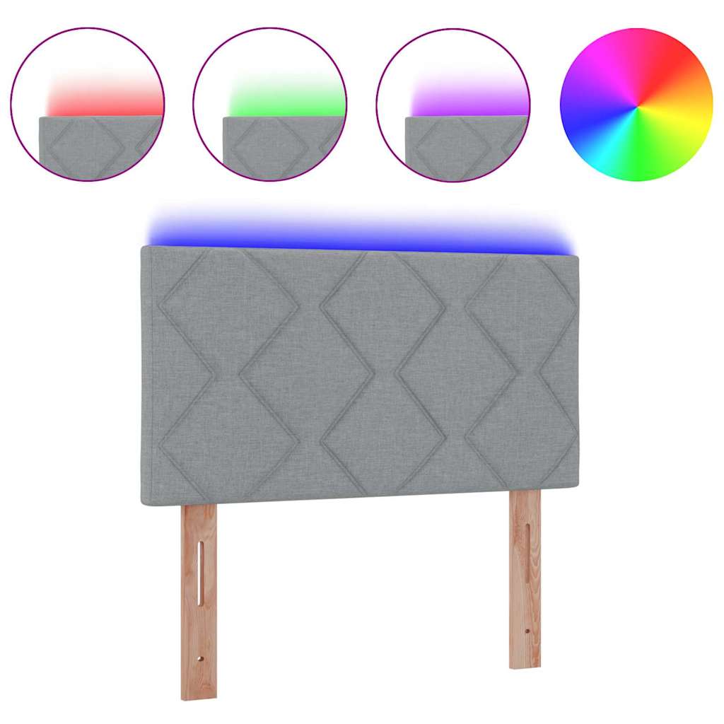 vidaXL LED Κεφαλάρι Σχεδίου Διαμαντιών Ανοιχτό Γκρι 100 εκ Υφάσματος