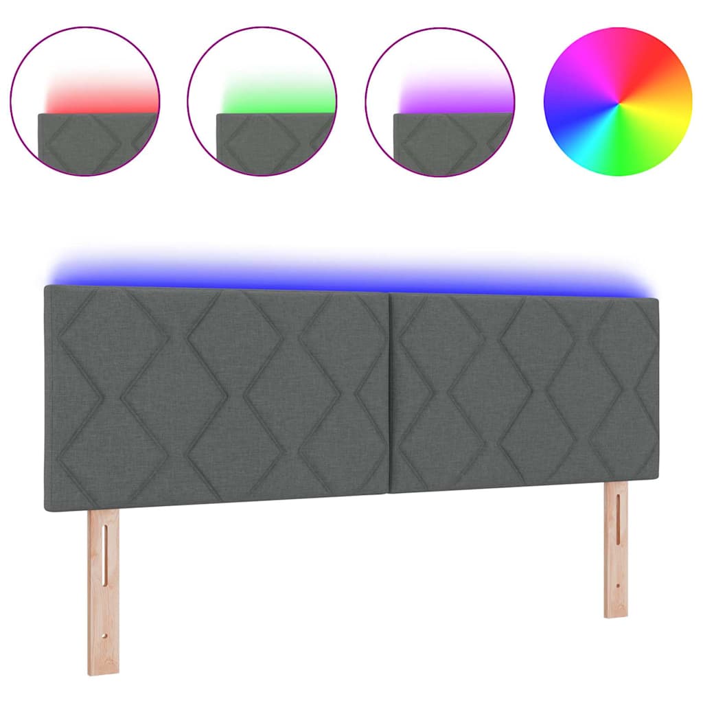 vidaXL LED Κεφαλάρι Σχεδίου Διαμαντιών Σκούρο Γκρι 144 cm Ύφασμα