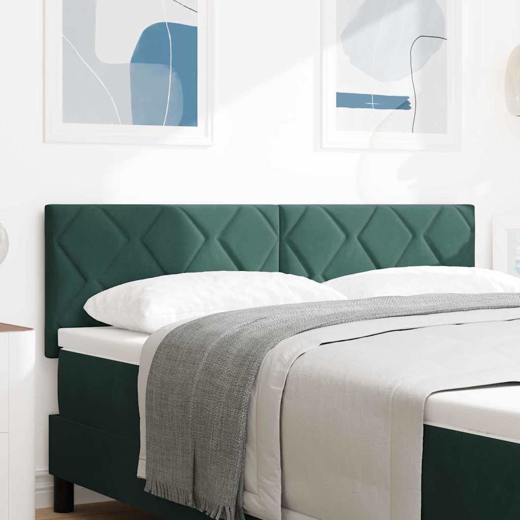 vidaXL LED κεφαλάρι Σκούρο Πράσινο 144 cm Βελούδο